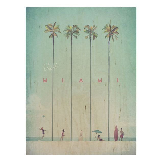 Wood prints landscape Travel Poster - Miami