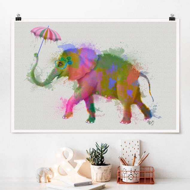 Prints elefant Rainbow Splash Elephant