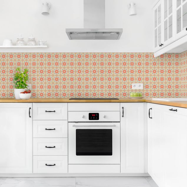 Kitchen splashback tiles Oriental Patterns With Colourful Tiles