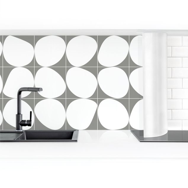 Kitchen splashback abstract Oval Tiles - Dark Grey