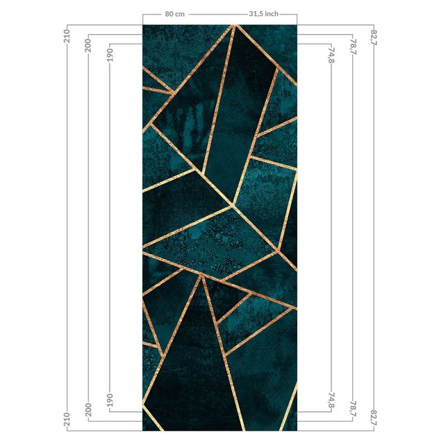 Shower wall cladding - Dark Turquoise With Gold
