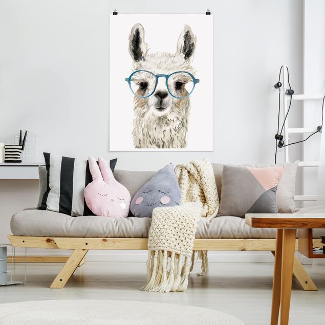 Animal wall art Hip Lama With Glasses III