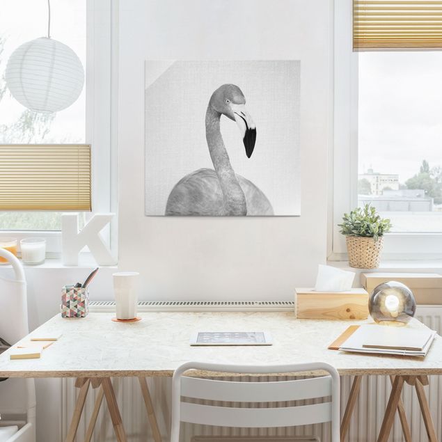 Modern art prints Flamingo Fabian Black And White