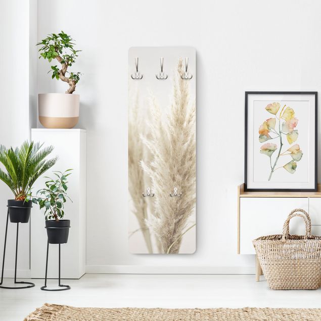Wall mounted coat rack country Soft Pampas Grass