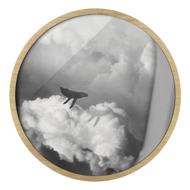 Contemporary art prints Flying Whale Up In The Clouds