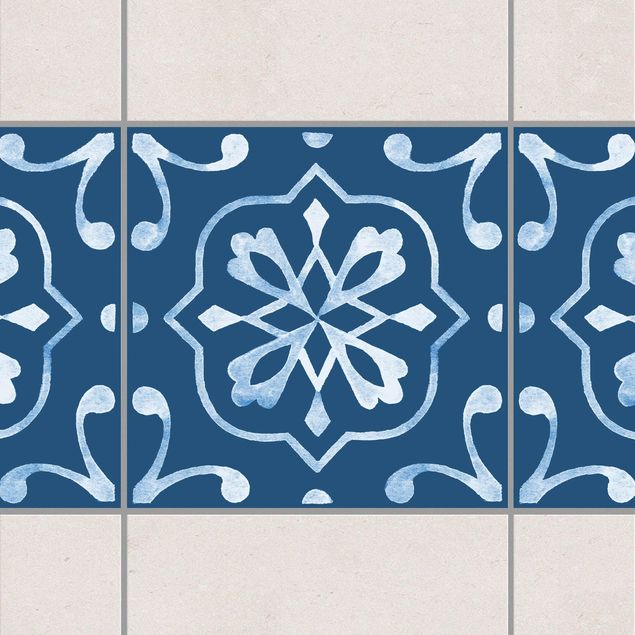Kitchen Pattern Dark Blue White Series No.4