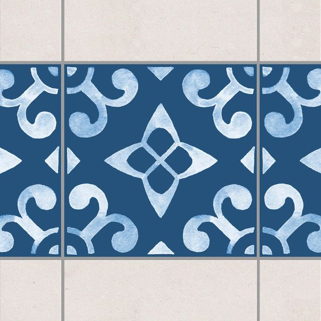 Kitchen Pattern Dark Blue White Series No.5