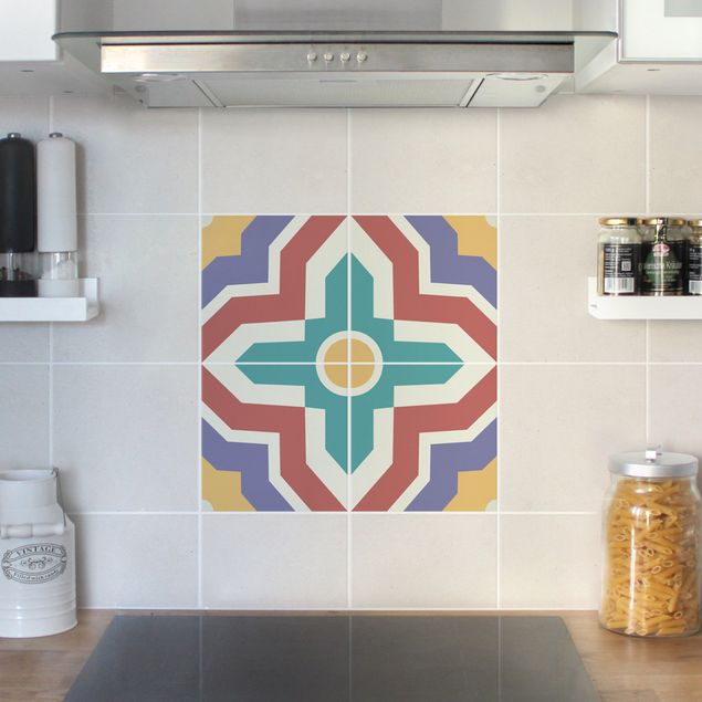 Tile films patterns 4 Moroccan tiles crisscross