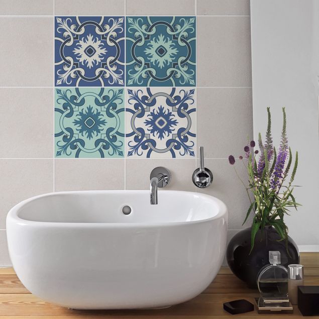 Tile films patterns 4 Spanish tiles turquoise