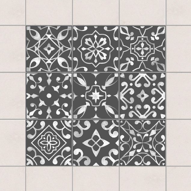 Kitchen Pattern Dark Gray White Series