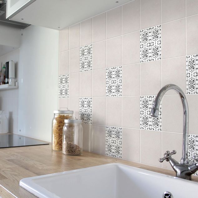 Kitchen tile stickers Gray White Pattern Series No.4