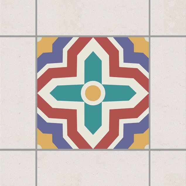 Kitchen Moroccan tile crisscross pattern