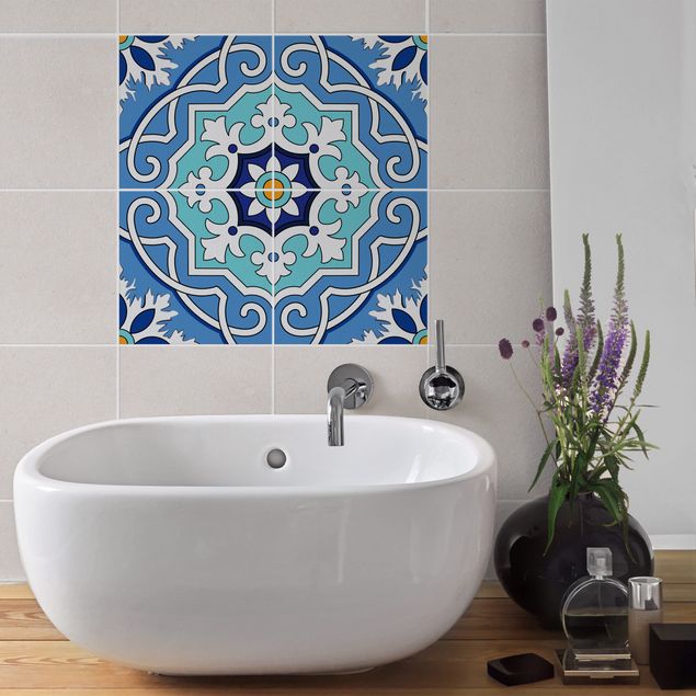 Tile films patterns Tile Sticker Set - Mediterranean tiles mirror blue