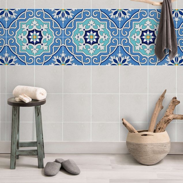 Tile films multicoloured Tile Sticker Set - Mediterranean tiles mirror blue