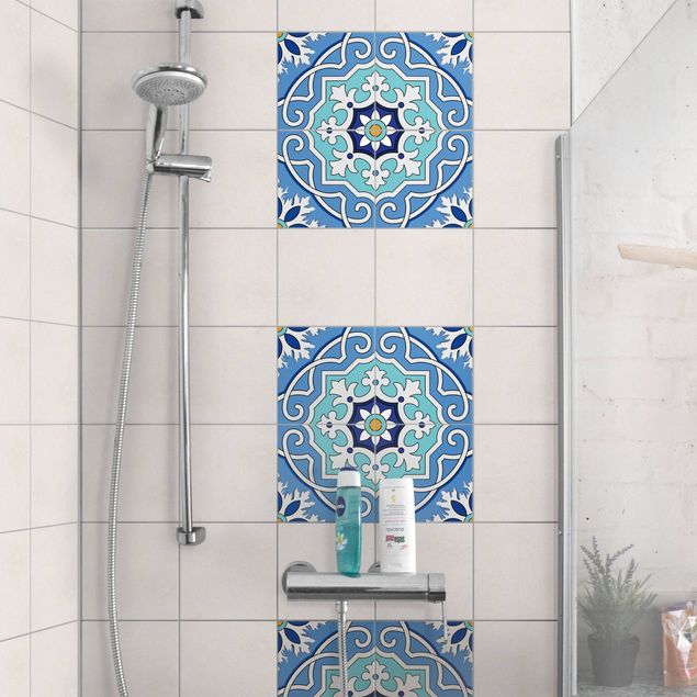 Kitchen tile stickers Tile Sticker Set - Mediterranean tiles mirror blue