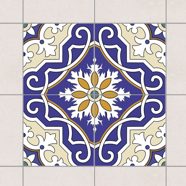 Kitchen Tile Sticker Set - Ornament from 4 Spanish tiles