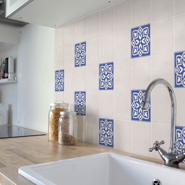 Tile films mosaic Portuguese tile with blue flower