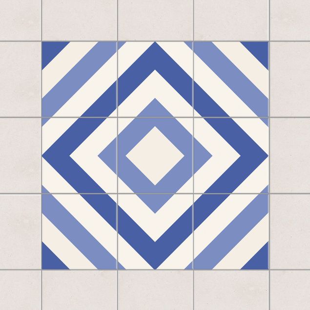 Kitchen Tile Sticker Set - Moroccan tiles check blue white
