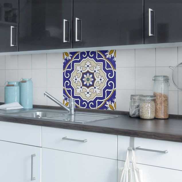 Kitchen tile stickers Spanish tiled backsplash
