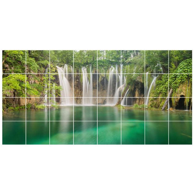 Tile films green Waterfall Plitvice Lakes