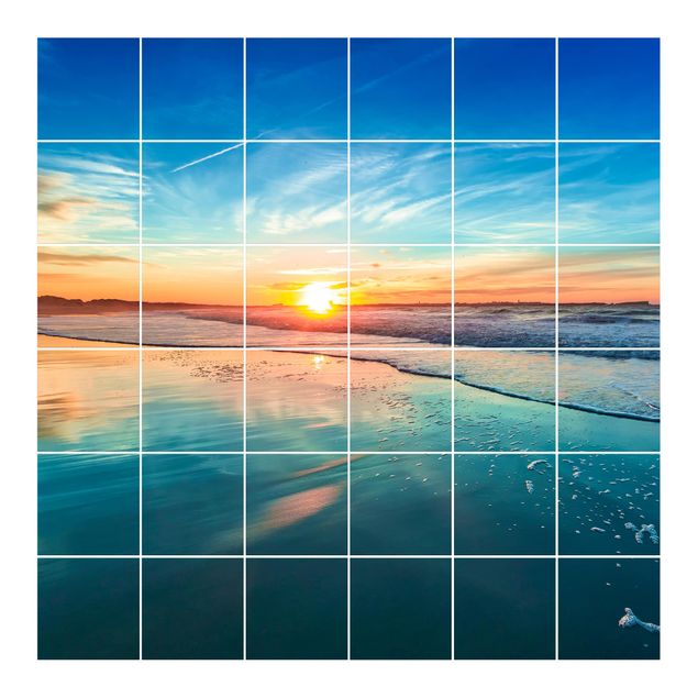 Tile films blue Romantic Sunset By The Sea