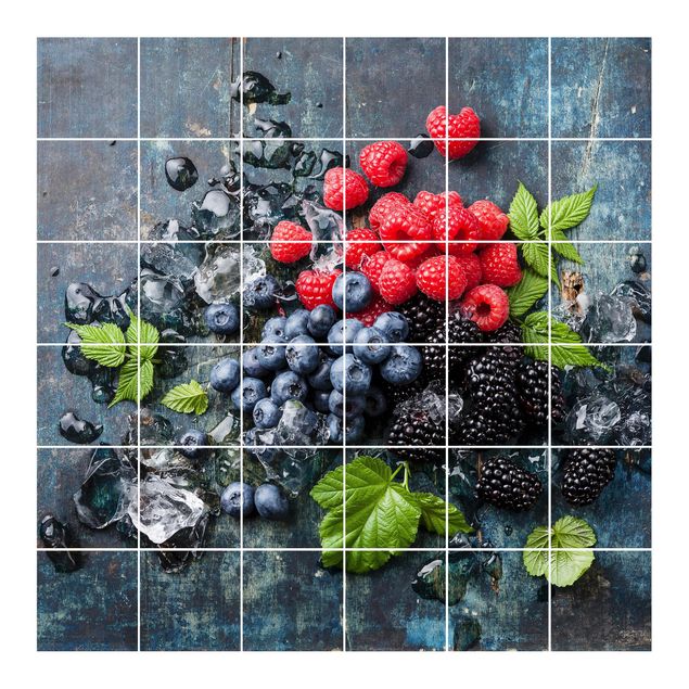 Self adhesive film Berry Mix With Ice Cubes Wood