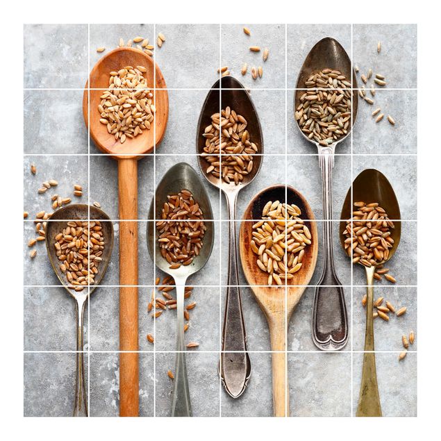Kitchen tile stickers Cereal Grains Spoon