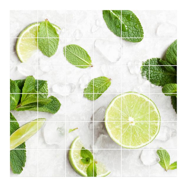 Film adhesive Lime Mint On Ice Cubes