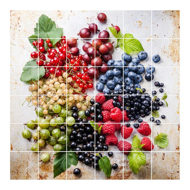 Tile stickers Mixture Of Berries On Metal