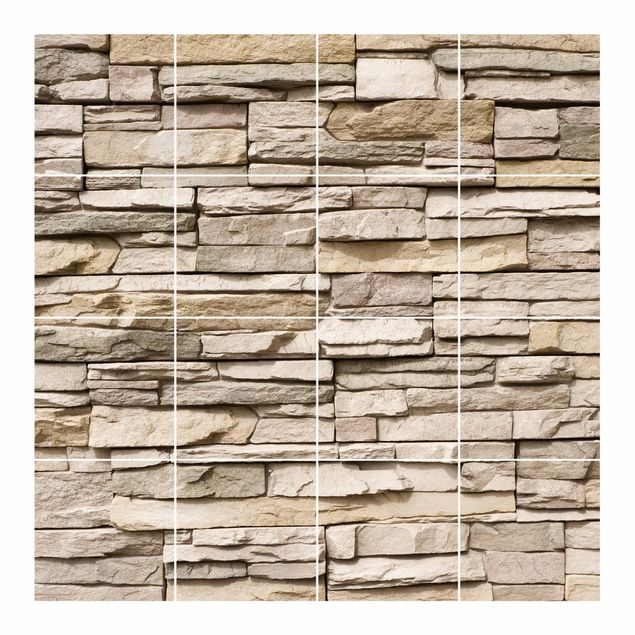 Kitchen tile stickers Asian Stonewall - Stone Wall From Large Light Coloured Stones