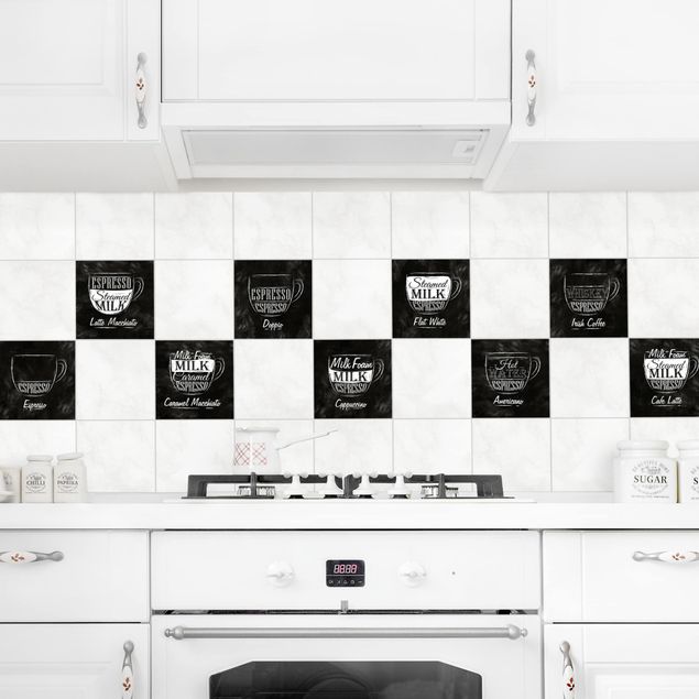 Tile stickers Coffee Varieties Chalkboard