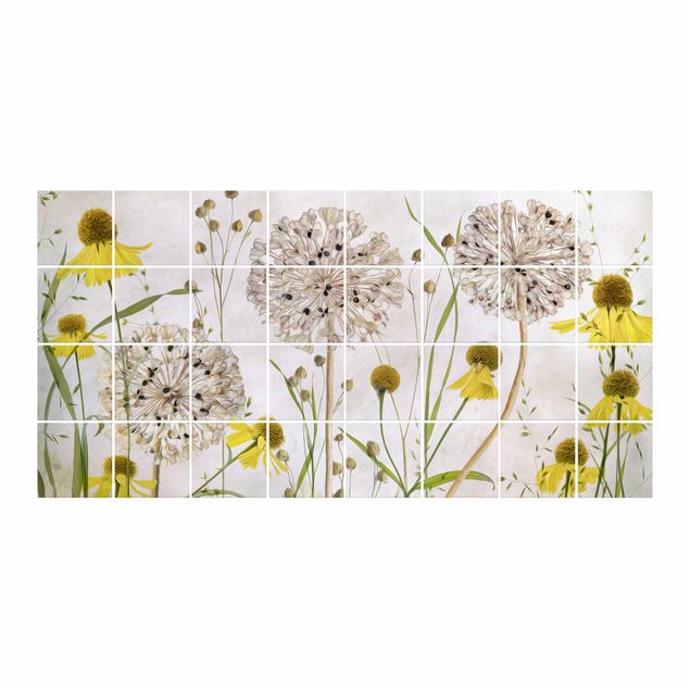 Kitchen tile stickers Allium And Helenium Illustration