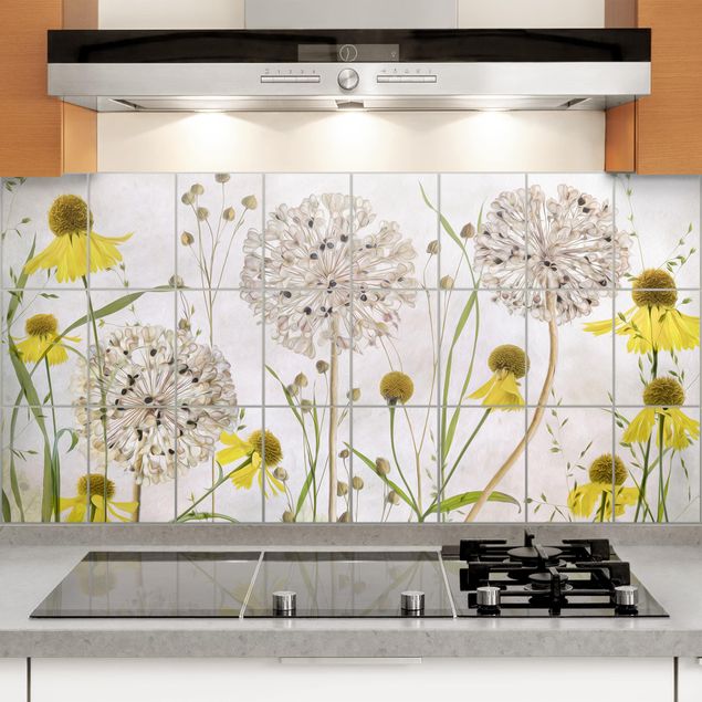 Kitchen Allium And Helenium Illustration