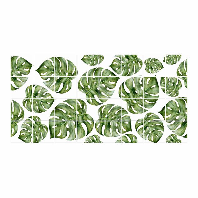 Tile stickers Watercolour Monstera Leaves