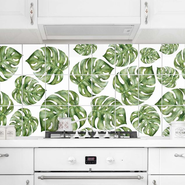 Kitchen Watercolour Monstera Leaves