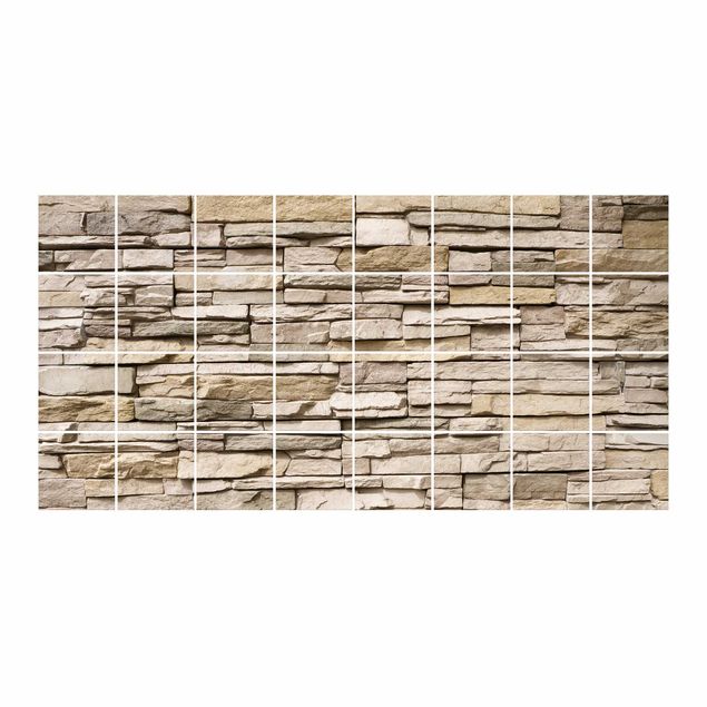 Adhesive films Asian Stonewall - Stone Wall From Large Light Coloured Stones