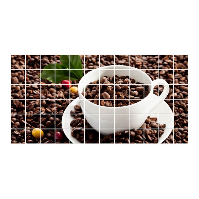 Self adhesive film Coffee Cup With Roasted Coffee Beans