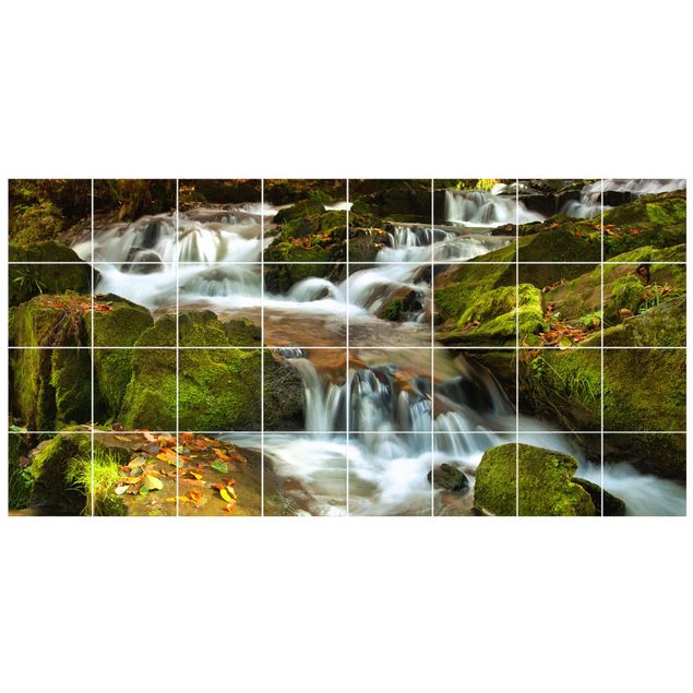 Tile films multicoloured Waterfall Autumnal Forest