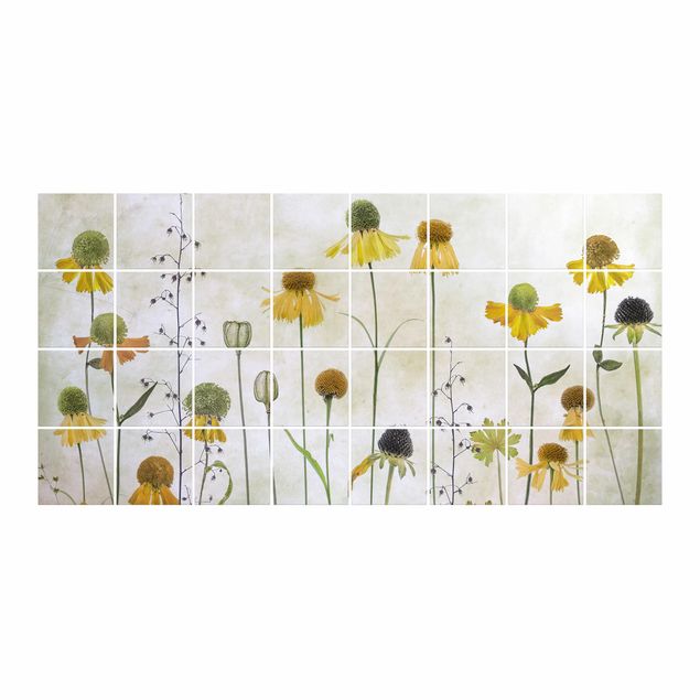 Bathroom tile stickers Delicate Helenium Flowers