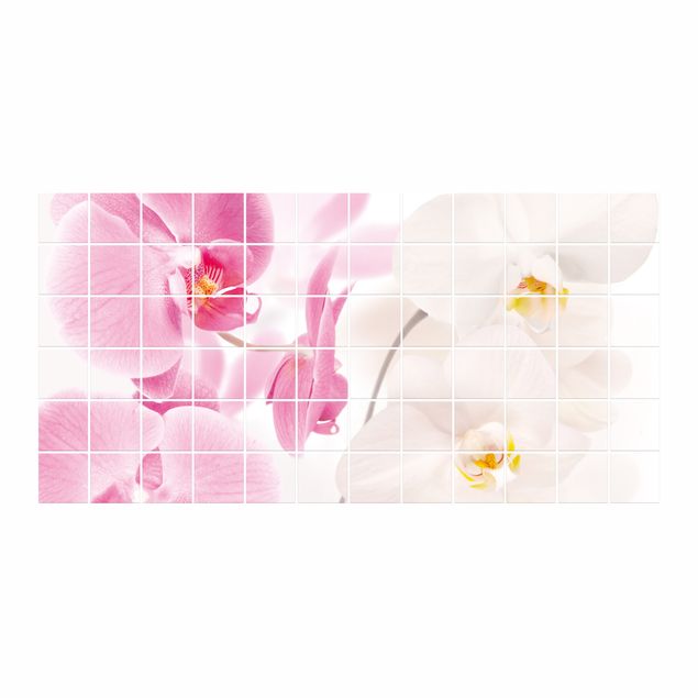 Kitchen tile stickers Tile Mural Delicate Orchids