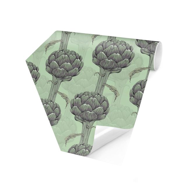 Peel and stick wallpaper Floral Elegance Artichoke With Gradient Green XXl