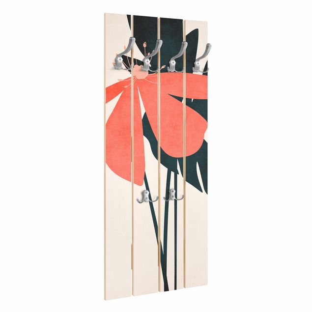 Wall coat rack Floral Beauty Pink And Blue