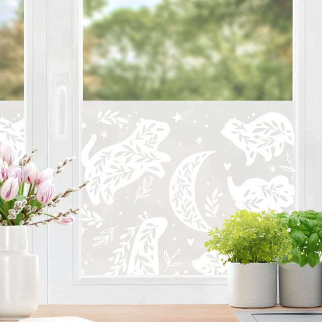 Window stickers animals Floral Animals With Starry Skies