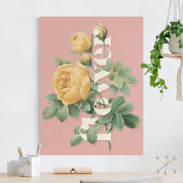 Pink rose canvas Florale Typography - Flower
