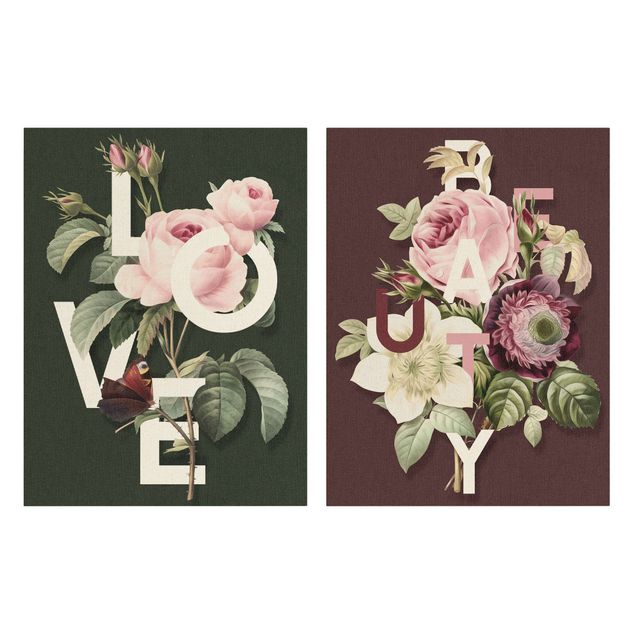 Floral prints Floral Typography - Love & Beauty