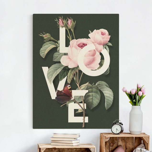 Butterfly canvas art Florale Typography - Love