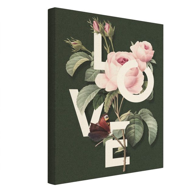 Prints Florale Typography - Love