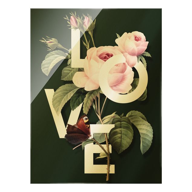 Prints green Florale Typography - Love