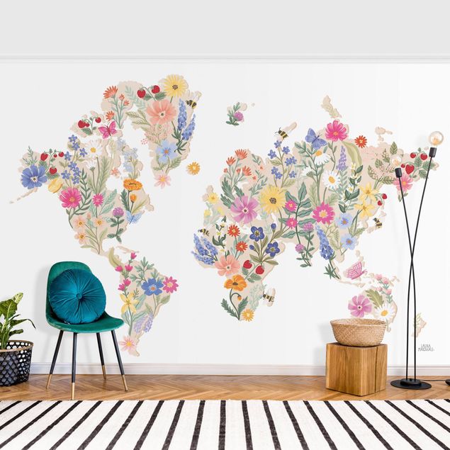 Wallpapers flower Floral World Map