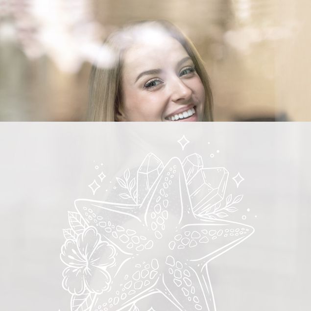 Frosted glass film Floral Starfish